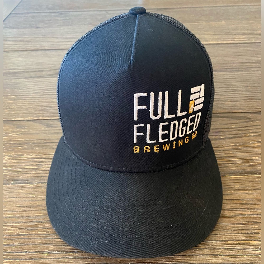 Full Fledged Brewing Co Trucker Hat Snap Back Black NEW Iowa Craft Brewery Beer